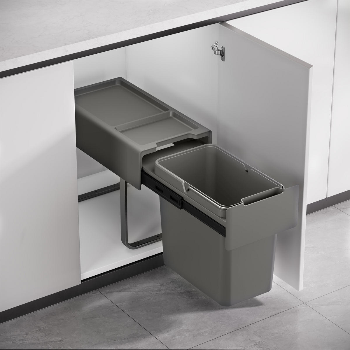 EINBAUMÜLLEIMER EM22 22L - Grau, Kunststoff (25/37/48cm) - SVITA