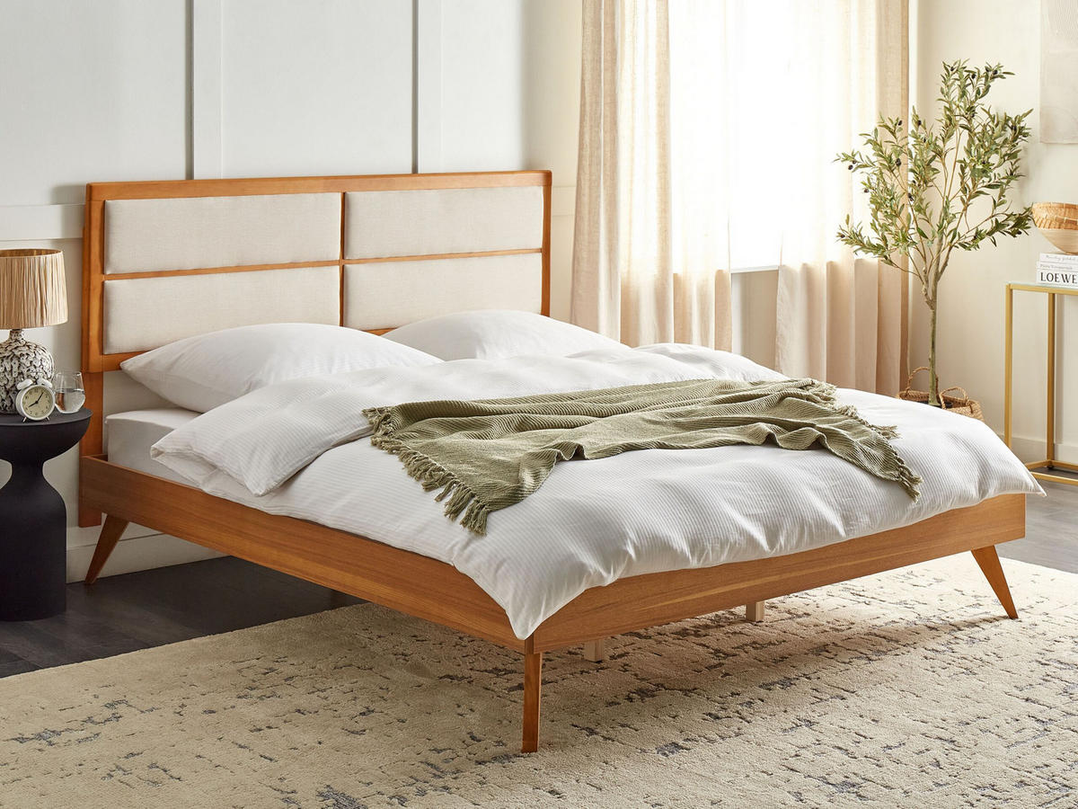 BETT mit Lattenrost 180x200 cm Heller Holzfarbton Poissy - Hellbraun, Holzwerkstoff (180/200cm) - Beliani