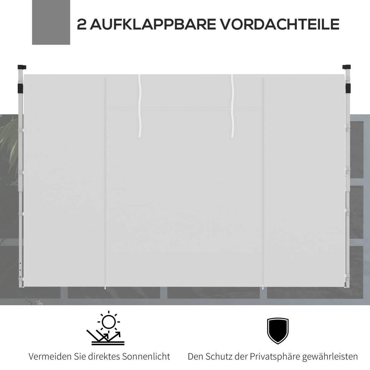 BOČNÍ stěny k pavilonu 295/195 cm bílá z polyesteru s okny a dveřmi - bílá, textil (195/195/295cm) - OKWISH