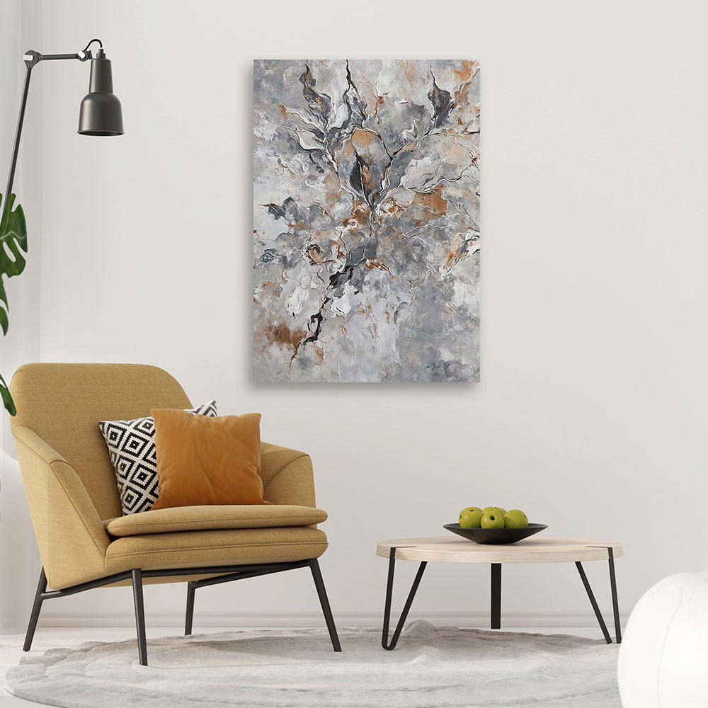 LEINWANDBILD Abstraktes Botanik-Graugold 40x60cm - Silberfarben, Textil (40/60cm) - Feeby