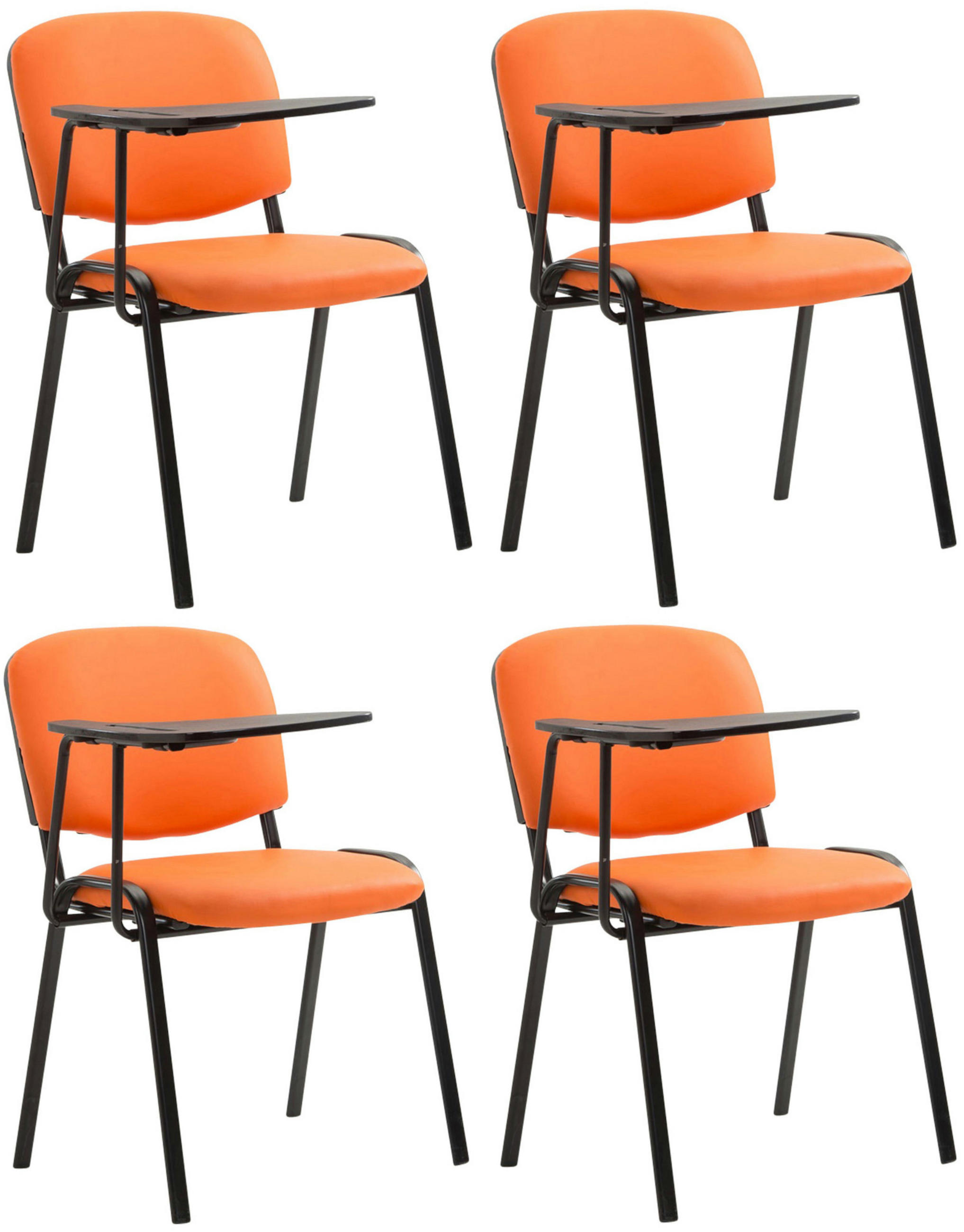 BESUCHERSTUHL 4er Set Lederlook Orange - Schwarz/Orange, Textil/Metall (53/81/71cm) - CLP