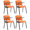 BESUCHERSTUHL 4er Set Lederlook Orange - Schwarz/Orange, Textil/Metall (53/81/71cm) - CLP