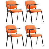 BESUCHERSTUHL 4er Set Lederlook Orange - Schwarz/Orange, Textil/Metall (53/81/71cm) - CLP