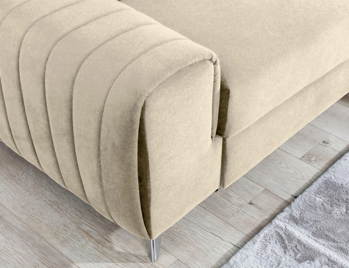 ECKSOFA Laurence mit Schlaffunktion & Bettkasten – 278 x 205 cm, verstellbare Kopfstützen - Beige, Kunststoff (278/205cm) - Wohnideebilder