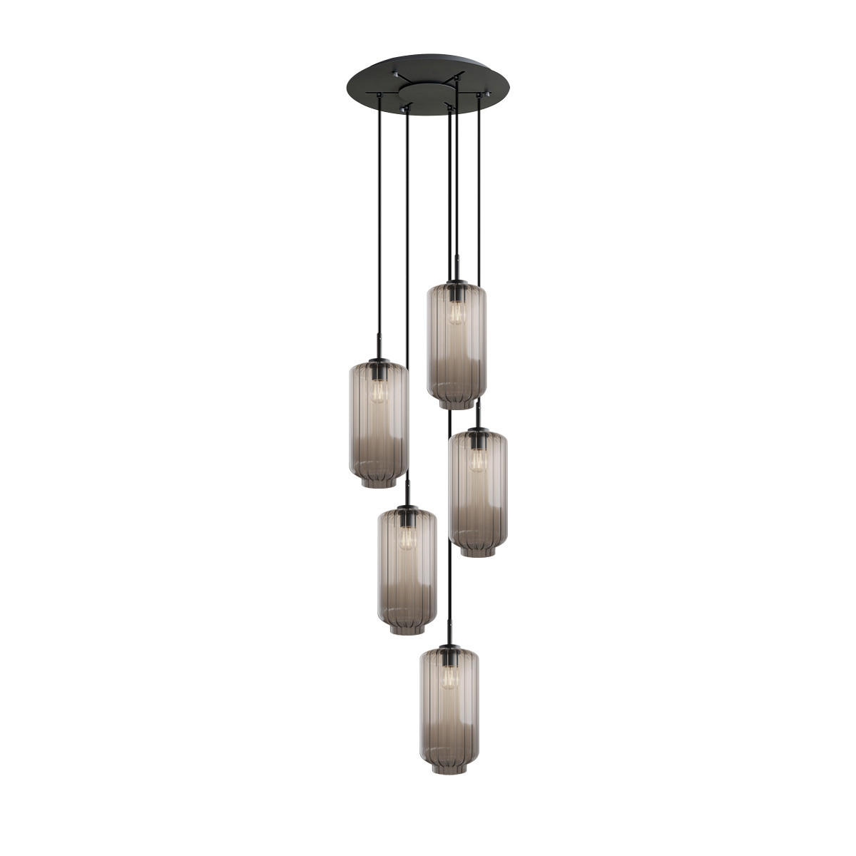 GALERIELEUCHTE Velo 5-flammig Klar Ø 18cm - Klar/Schwarz, Glas (18/18/33cm) - s.luce