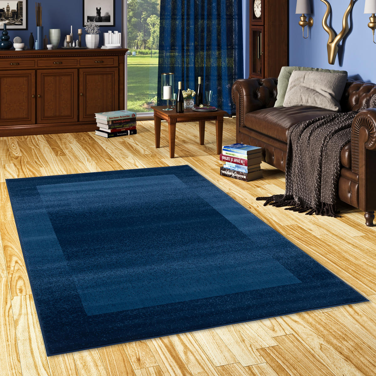 MODERN DESIGNER VELOURS TEPPICH SAMBA - Dunkelblau, Textil (80/150cm) - Pergamon