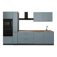 KÜCHENZEILE R-Line, Blau-Grau/Anthrazit, 310 cm Arbeitsplatte Goldkraft Eiche - Anthrazit/Blaugrau, Holzwerkstoff (310/206.8/60cm) - Vicco