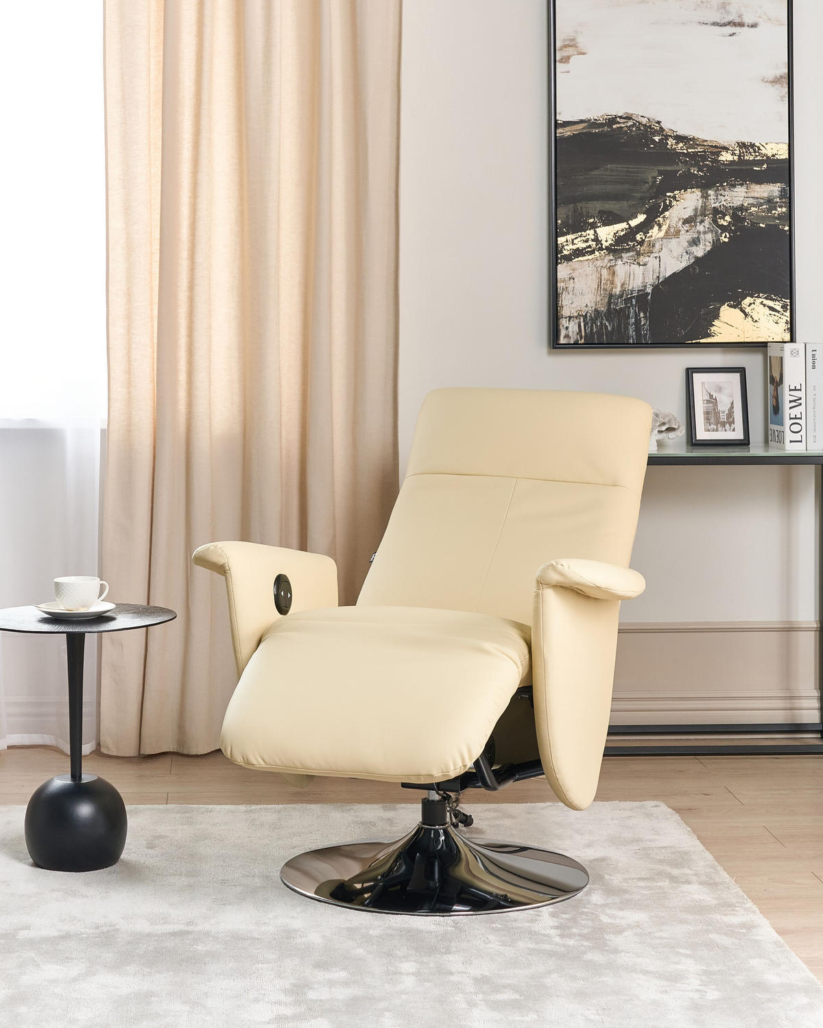 RELAXSESSEL Kunstleder Creme elektrisch verstellbar Prime - Beige, Kunststoff (82/113/80cm) - Beliani