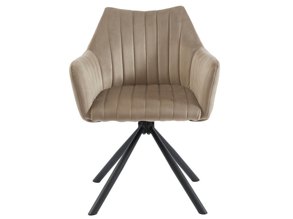 STUHL mit Armlehnen 2er-Set - Samt & Metall - Beige - IZIALI - Beige, Textil (60/83.5/60cm) - Vente-Unique