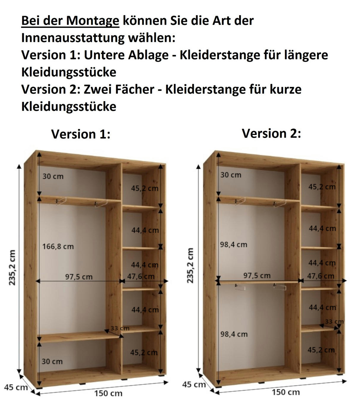 SCHWEBETÜRENSCHRANK 235,2/150/45 3-türig - Silberfarben/Schwarz, Holz/Metall (150/235/45cm) - Abiks Möbel