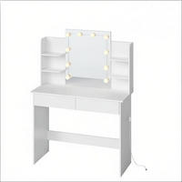 SCHMINKTISCH mit LED-Spiegel und viel Stauraum, weiß, 90×40× - Weiß, Kunststoff (40/135/90cm) - Vallsero
