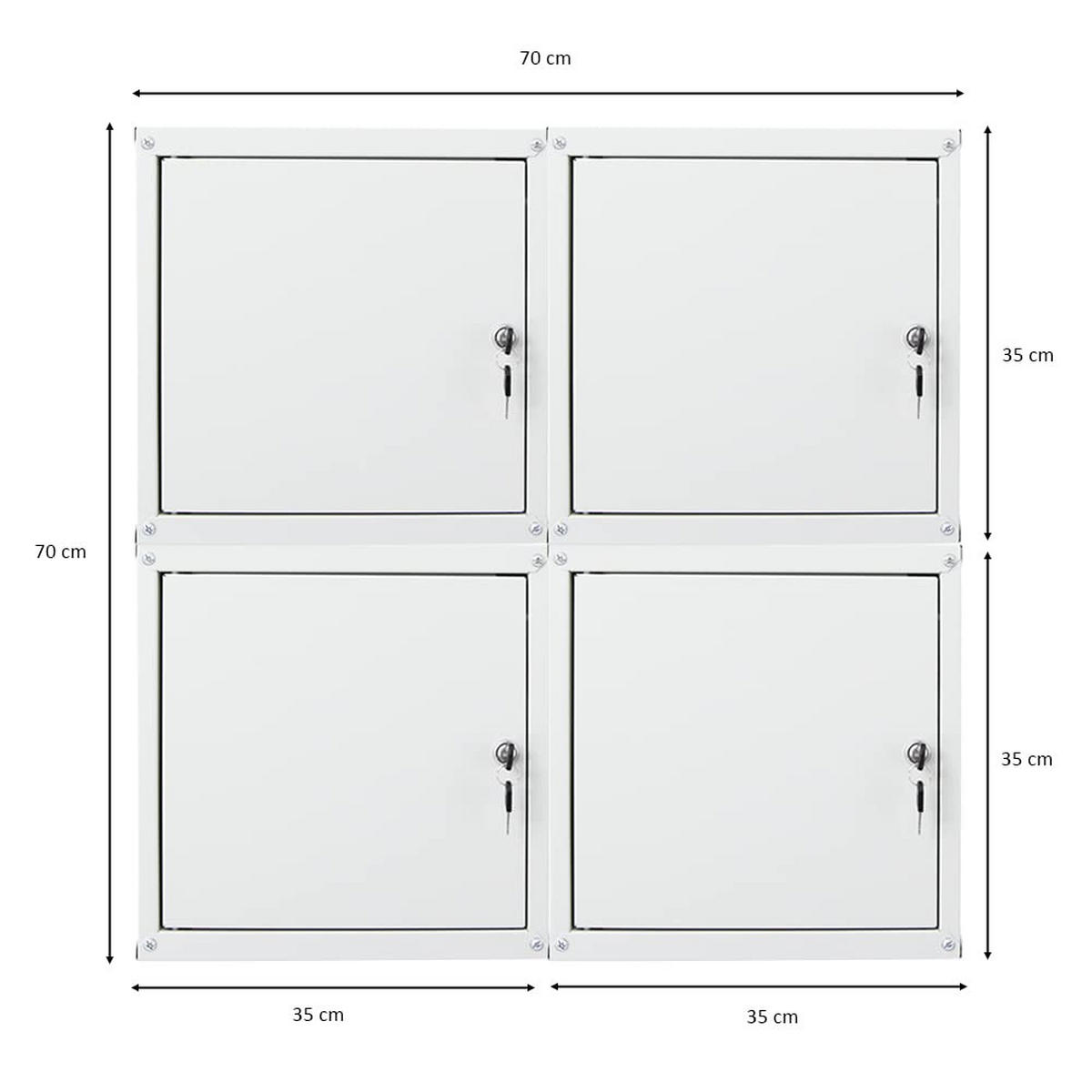 SCHLIESSFACHWÜRFEL Cubic 4er-Set 35x35x35 cm Grau - Grau, Metall (70/70/35cm) - PROREGAL