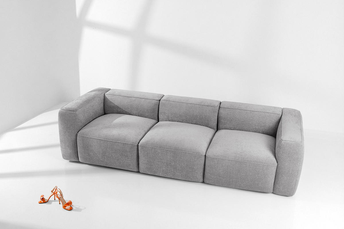 3-SITZER SOFA FUBBO, Hellgrau - Hellgrau, Holz/Holzwerkstoff (290/73/96cm) - KONSIMO®
