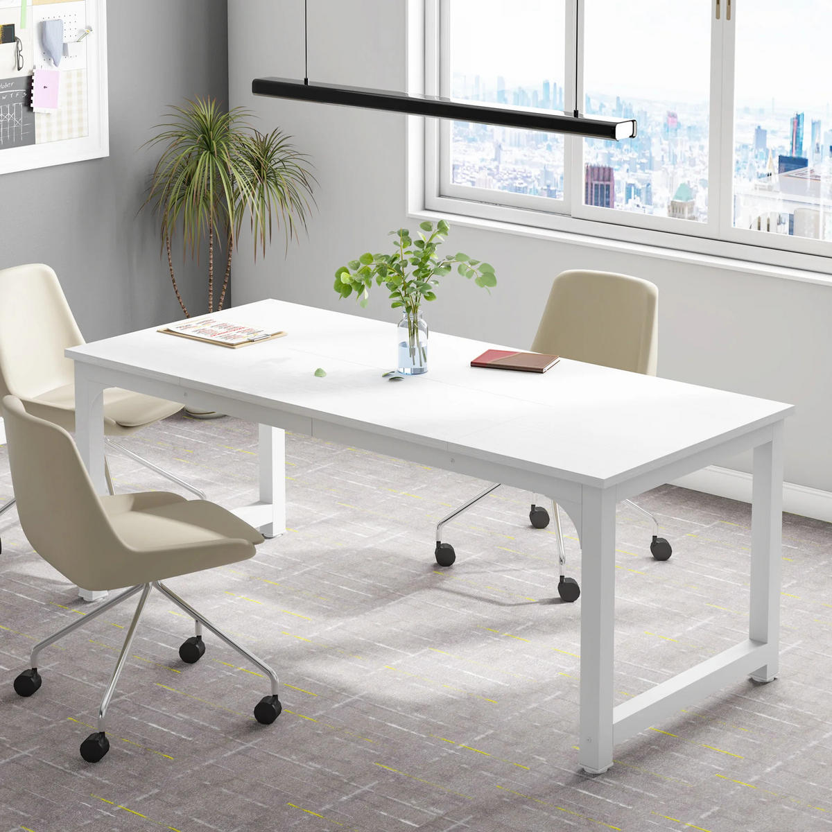 SCHREIBTISCH 180/80/75 cm Weiß moderner Arbeitstisch - Weiß, Holz (180/90/75cm) - Kaket