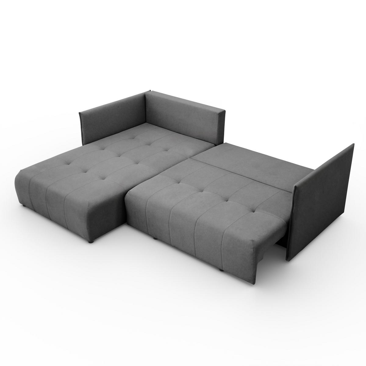 ECKSOFA L-Form Hannover stoff Castel Grau Links - Grau, Holz (188/246cm) - Kaiser Möbel