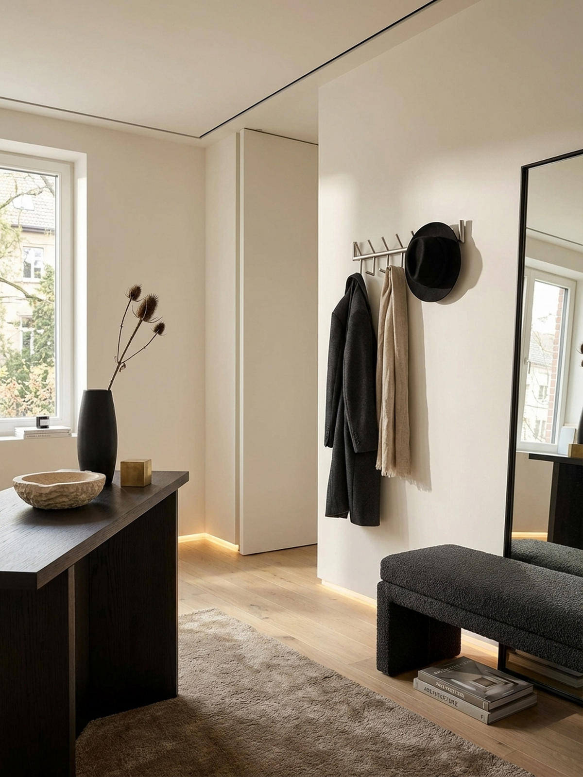 WANDGARDEROBE Metall Silber Modern 60x19x10 cm mit 12 Haken - Silberfarben, Metall (60/19/10cm) - KADIMA DESIGN