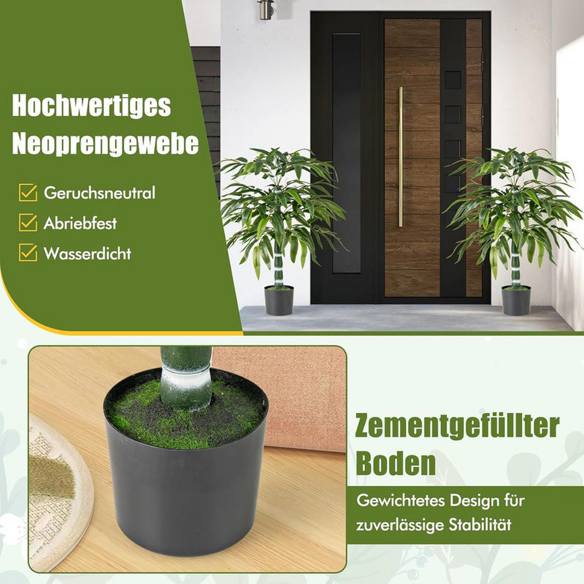 KÜNSTLICHER BAMBUS verstellbare Zweige grün(2er-Set) - Grün, Kunststoff (100cm) - COSTWAY