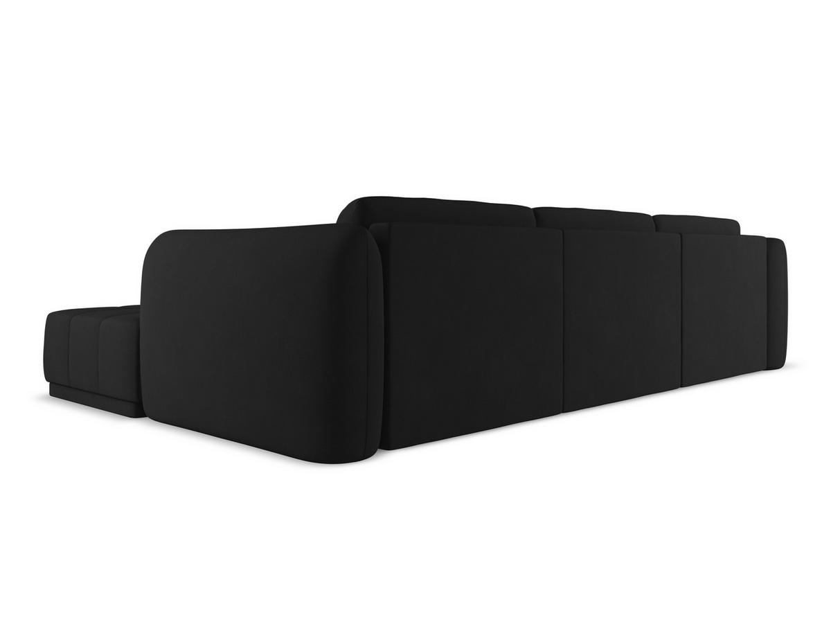 ECKSOFA Rechts Chenille Stoff Schwarz - Schwarz, Kunststoff/Textil (290/170cm) - Makamii