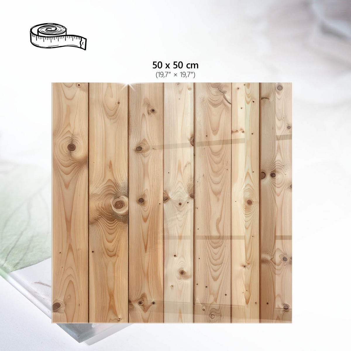 TISCHPLATTE 50x50 cm – Warmes Holz - Braun, Glas (50/50/0.4cm) - Wallfluent