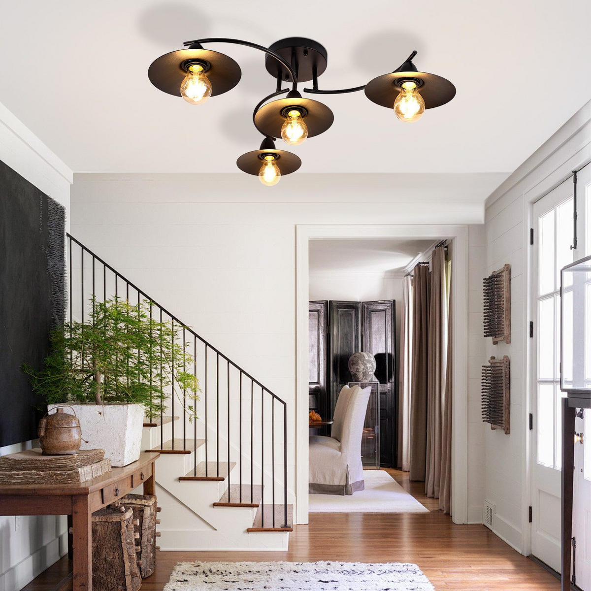 LED-DECKENLEUCHTE Quirin 61/57/19 cm - Schwarz, Metall (61/57/19cm) - Nettlife