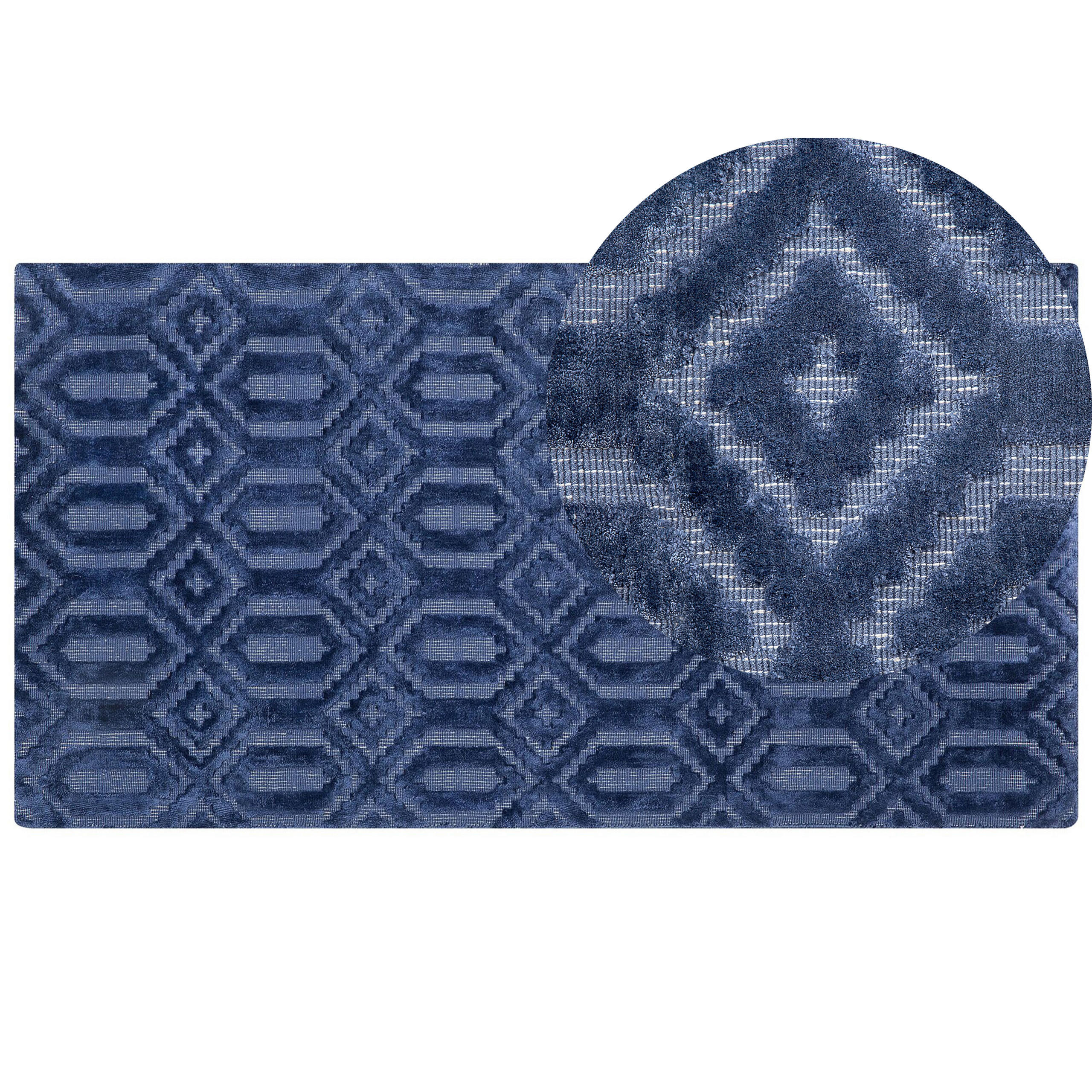 KURZFLOR-TEPPICH Adatepe 150/80 cm - Blau, Naturmaterialen (80/150cm) - Beliani