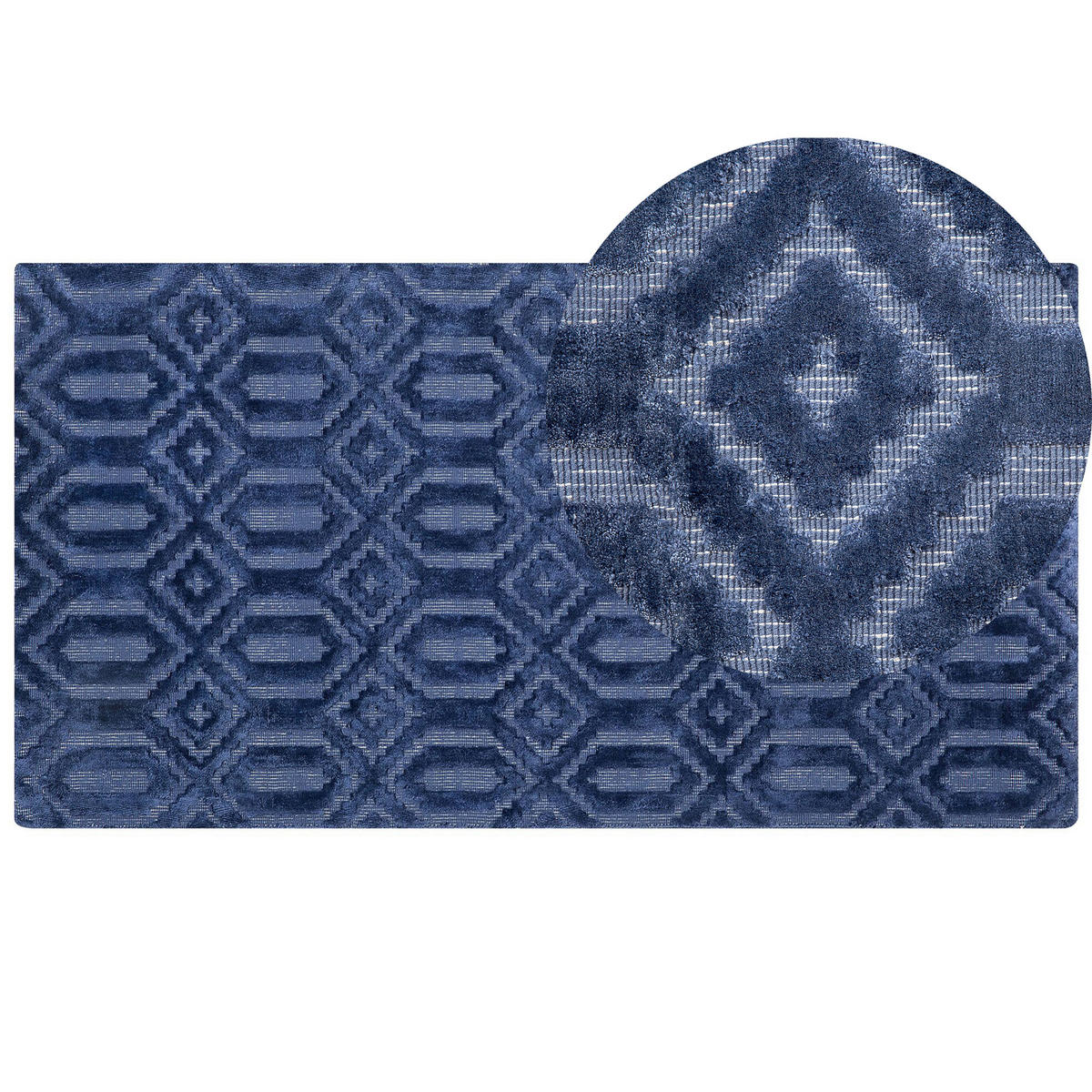 KURZFLOR-TEPPICH Adatepe 150/80 cm - Blau, Naturmaterialen (80/150cm) - Beliani