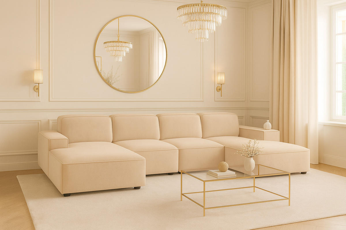 ECKSOFA Cursal U-Form, Stoff Salvador, Beige - Beige, Holz (364/166cm) - Kaiser Möbel