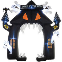 HALLOWEEN nafukovací oblouk, 300 cm Velká halloweenská dekorace s LED osvětlením - černá, plast (76/300/300cm) - Outsunny