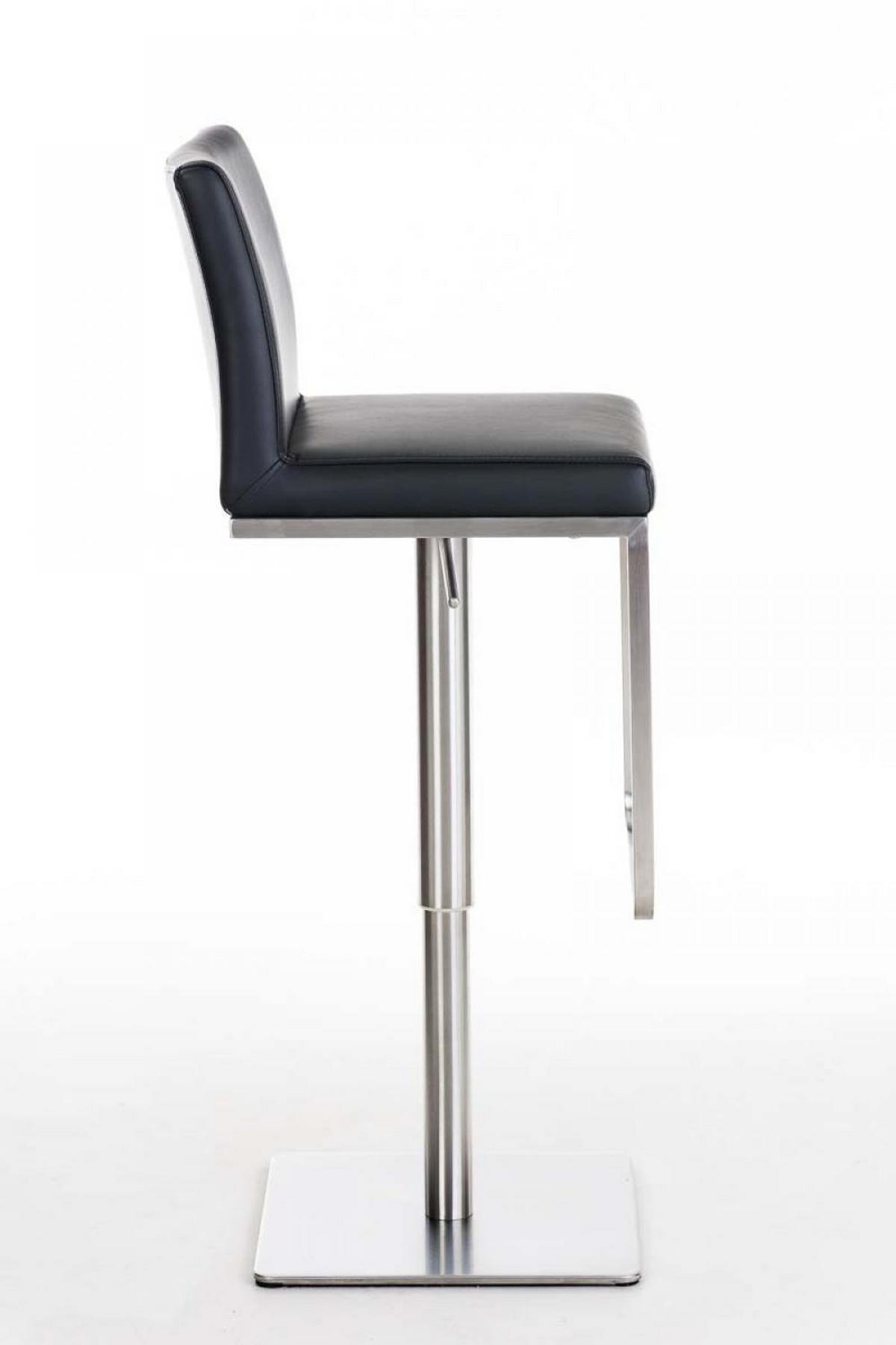 BARHOCKER 2er Set Lederlook Schwarz - Edelstahlfarben/Schwarz, Textil/Metall (42/86/44cm) - CLP