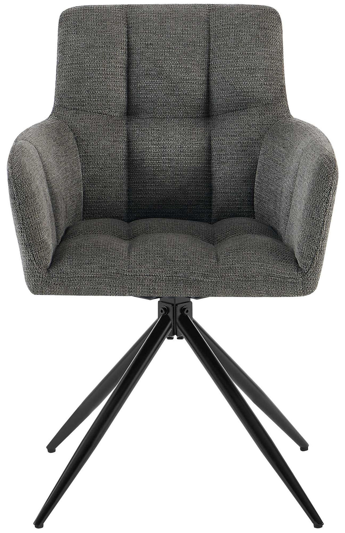ARMLEHNENSTUHL 2er Set Stoff Dunkelgrau - Dunkelgrau/Schwarz, Textil/Metall (59/87/59cm) - CLP