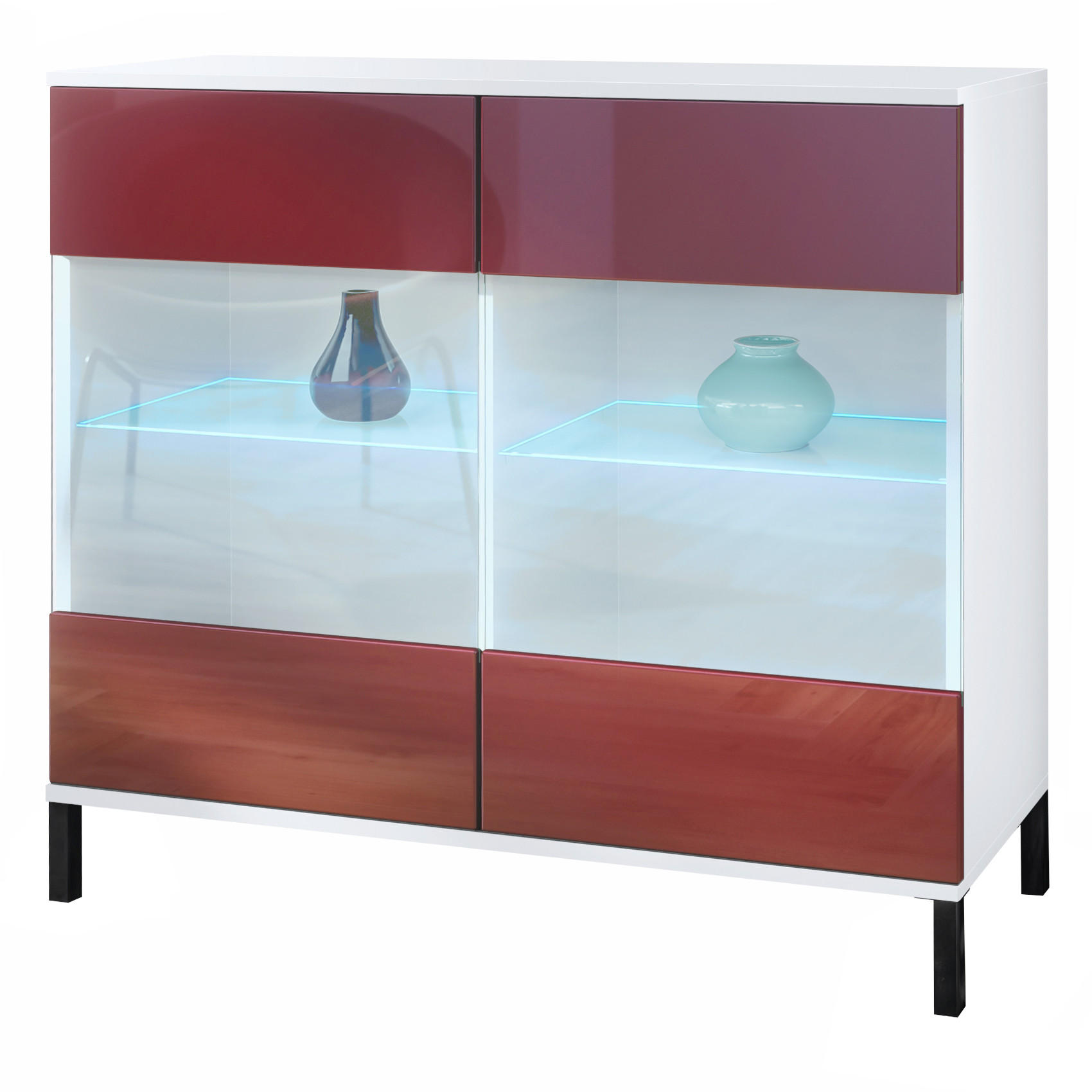 KOMMODE Bari Bordeaux Hochglanz - Bordeaux, Holzwerkstoff (92.5/83.5/35cm) - Vladon