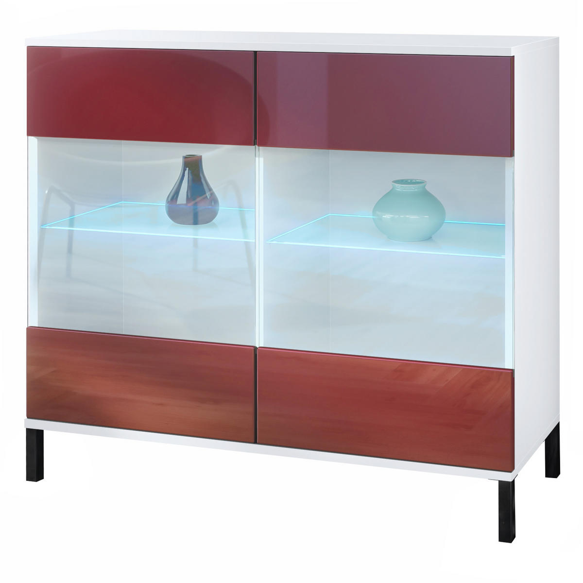KOMMODE Bari Bordeaux Hochglanz - Bordeaux, Holzwerkstoff (92.5/83.5/35cm) - Vladon