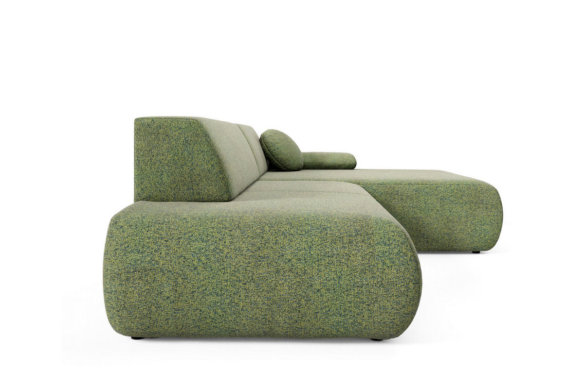 ECKSOFA DELTA R-S Grün Geflochtener Stoff mit Schlaffunktion - Grün, Holz (286/173.5cm) - MASSENO