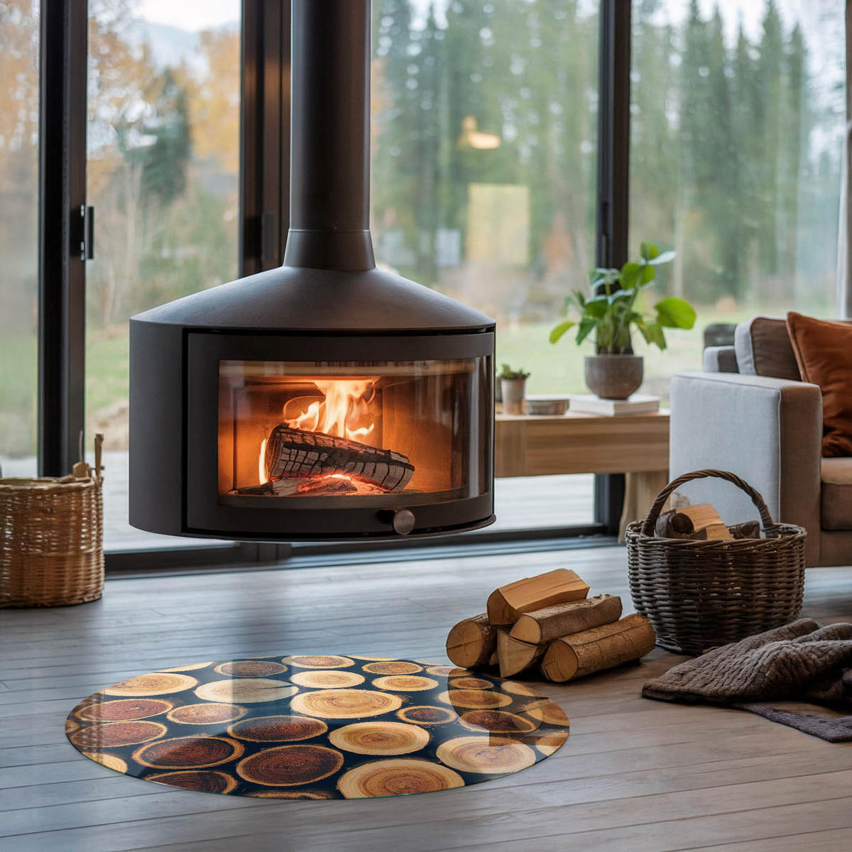 GLASPLATTE für Kamin Ø 80 cm - Braun, Glas (80/80/0.4cm) - TULUP