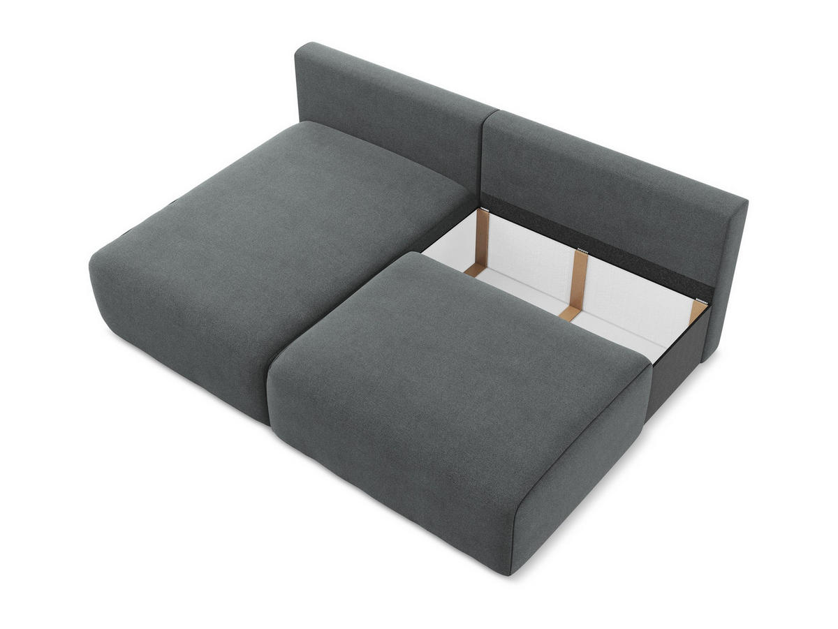 ECKSOFA mit Schlaffunktion links Strukturstoff Stoff Grau - Schwarz/Grau, Kunststoff/Textil (149/210cm) - Makamii