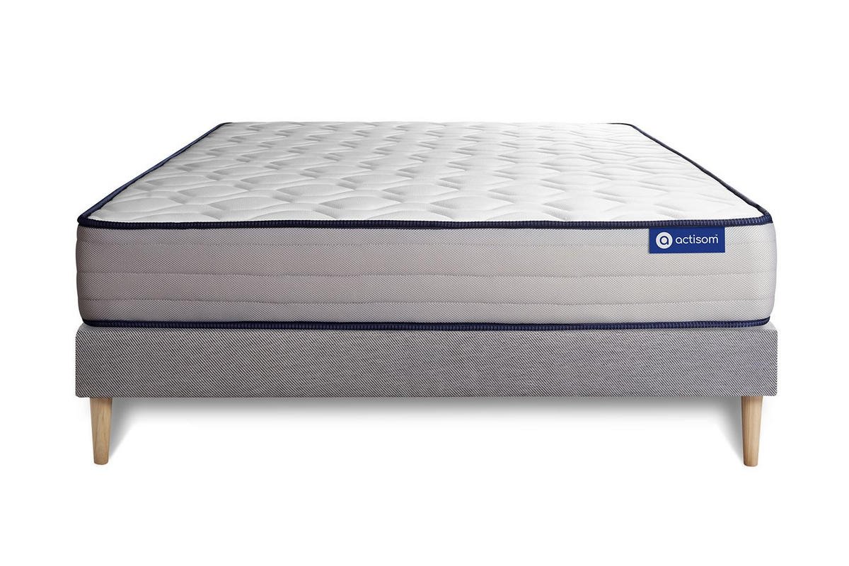 BETT Actimemo form Memory-Schaum 150 x 190 cm h3 - Kit Bettgestell Grau - Beige/Grau, Holz (150/190cm) - ACTISOM