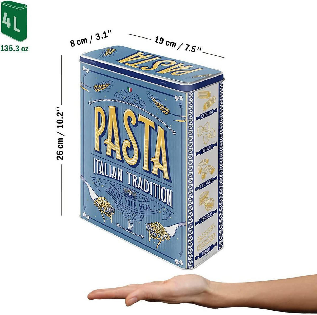 VORRATSDOSE XL Home & Country Pasta - Hellblau, Metall (19/26/8cm) - Nostalgic-Art