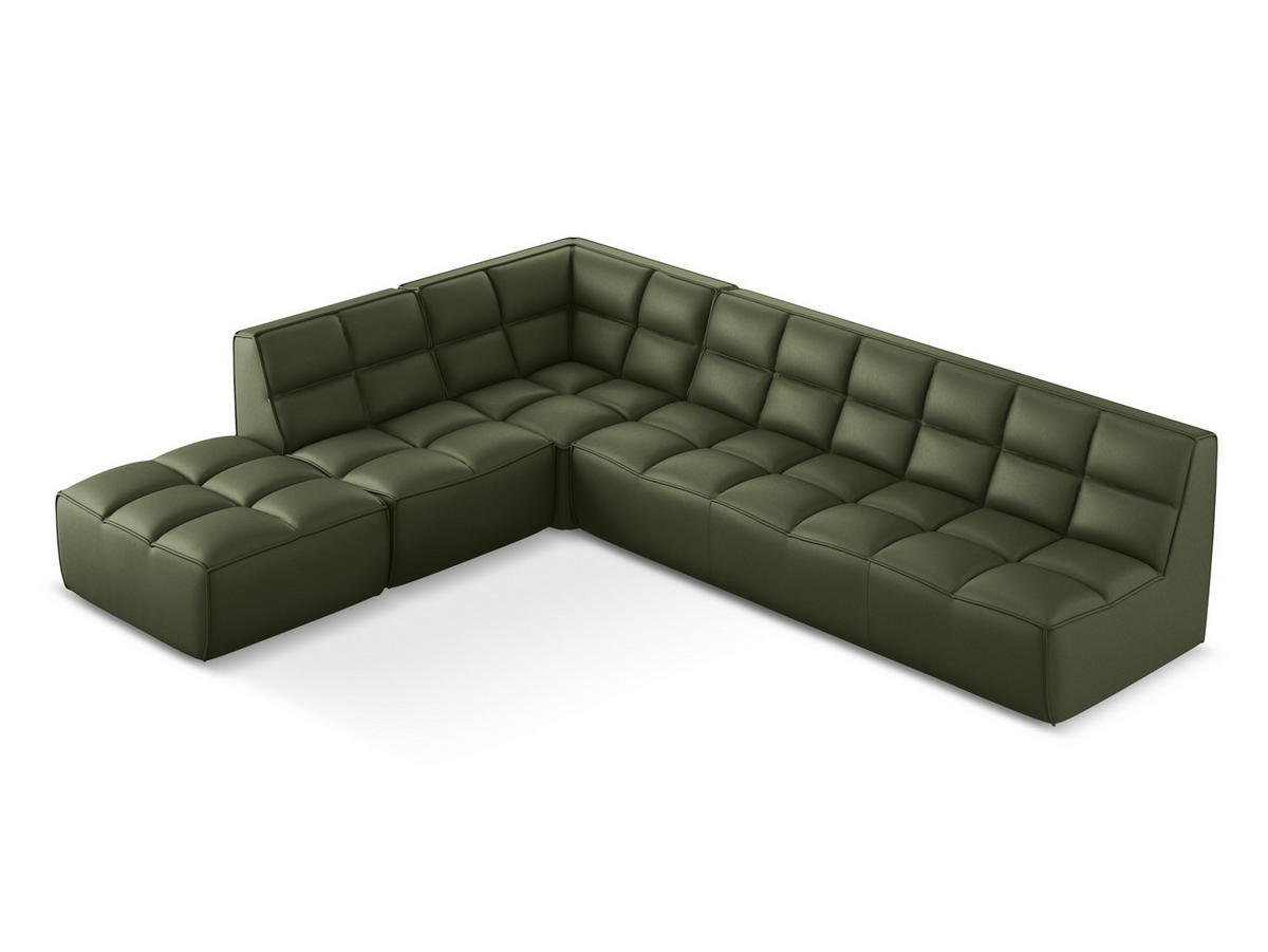 ECKSOFA Beidseitig Kunstleder Grün - Schwarz/Grün, Leder/Kunststoff (308/258cm) - Makamii