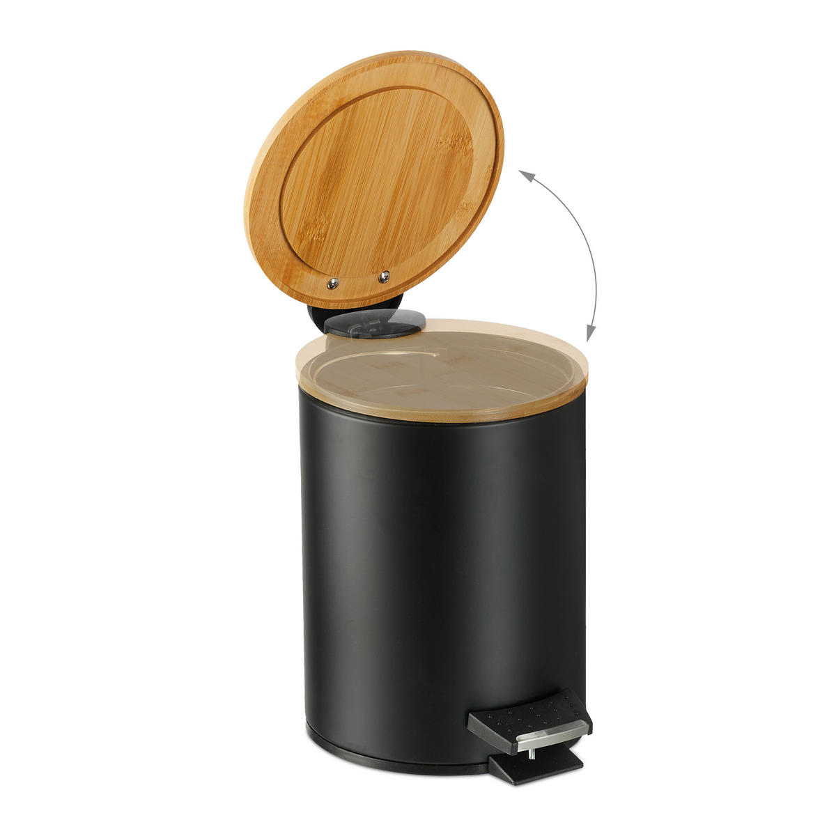 BAD-MÜLLEIMER - Schwarz, Holz/Kunststoff (17/22.5/23cm) - Relaxdays