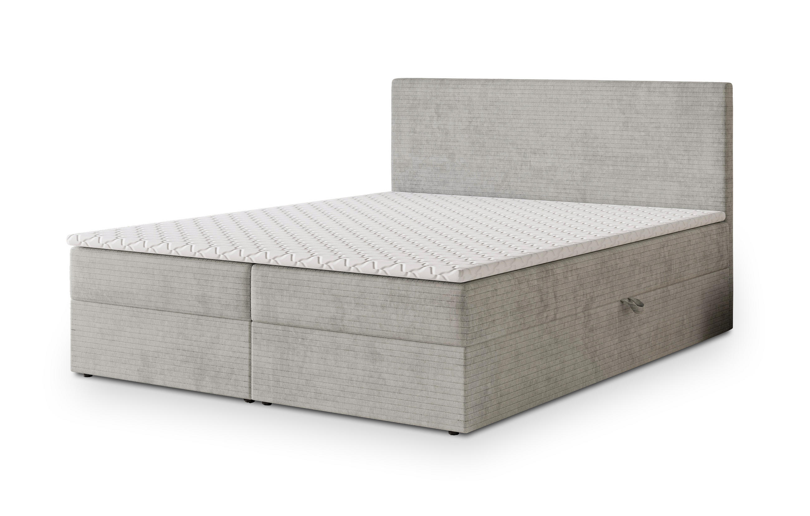 BOXBETT NIRA 140x200 cm mit Matratze und Topper - Hellgrau - Hellgrau, Holz (140/200cm) - MASSENO