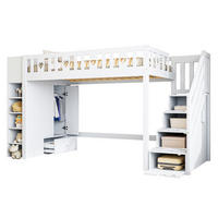 HOCHBETT aus Kiefernholz & MDF 90x200 cm in Weiß mit Stauraumleiter - Weiß, Holzwerkstoff (90/200cm) - Modfu