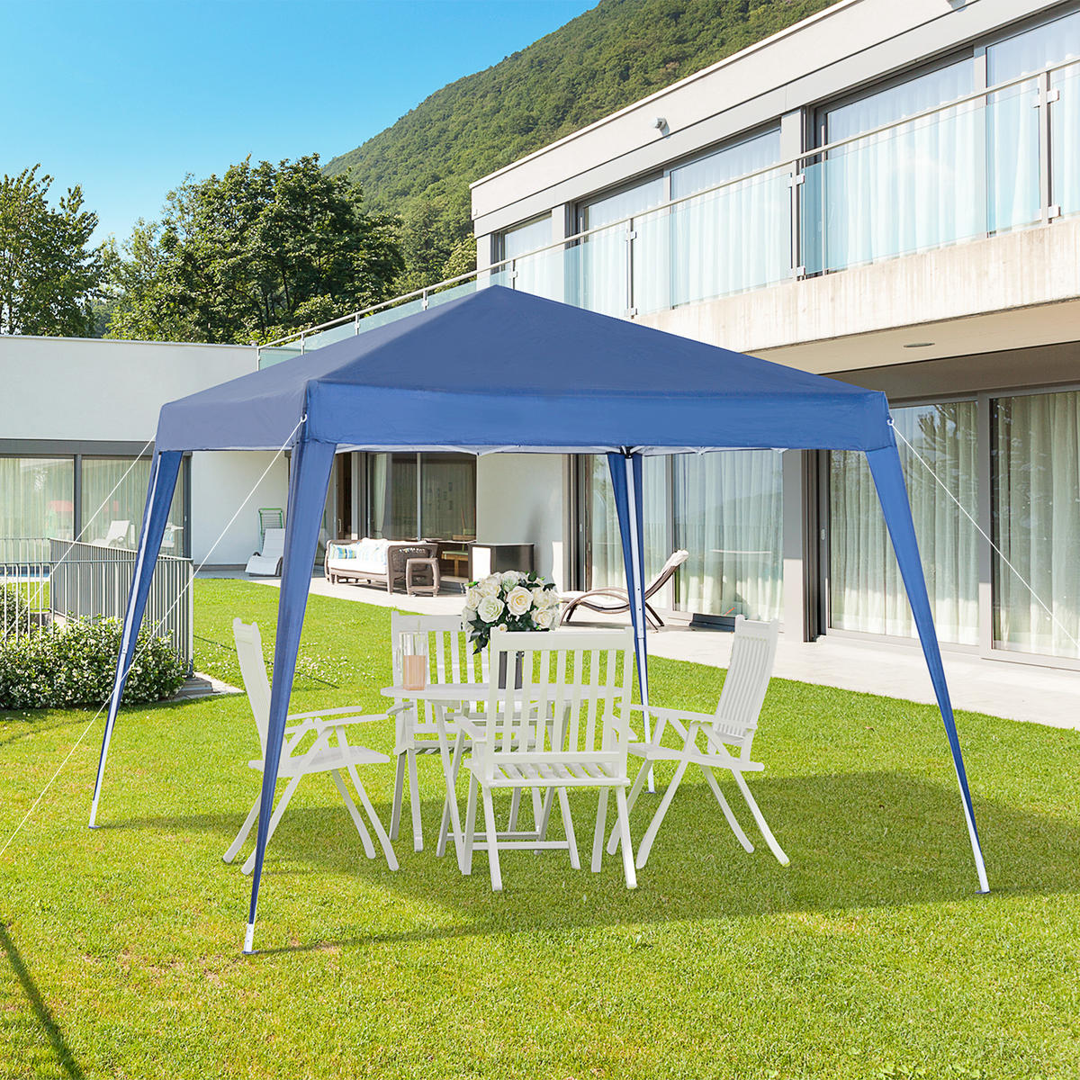 FALTPAVILLON, 3x3m, höhenverstellbar, UV-beständig, wasserdicht, für Camping, Blau - Multicolor, Metall (240/250/240cm) - FORIOUS