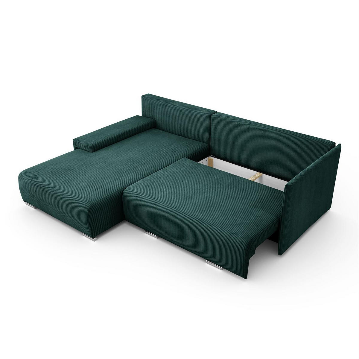 ECKSOFA LAVIO L mit Schlaffunktion und Bettzeugkasten Linke - Grün, Textil (246/188cm) - Lookway