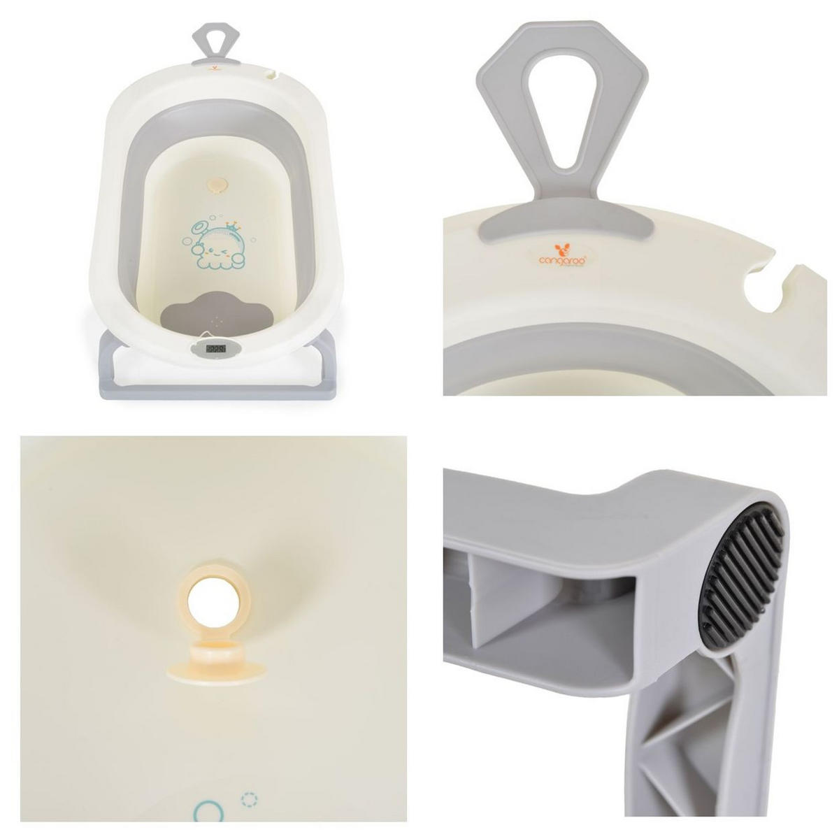 BABYBADEWANNE Terra 87 cm grau Digitalthermometer 87 cm lang Wasserablauf - Grau, Kunststoff (48/87cm) - Cangaroo