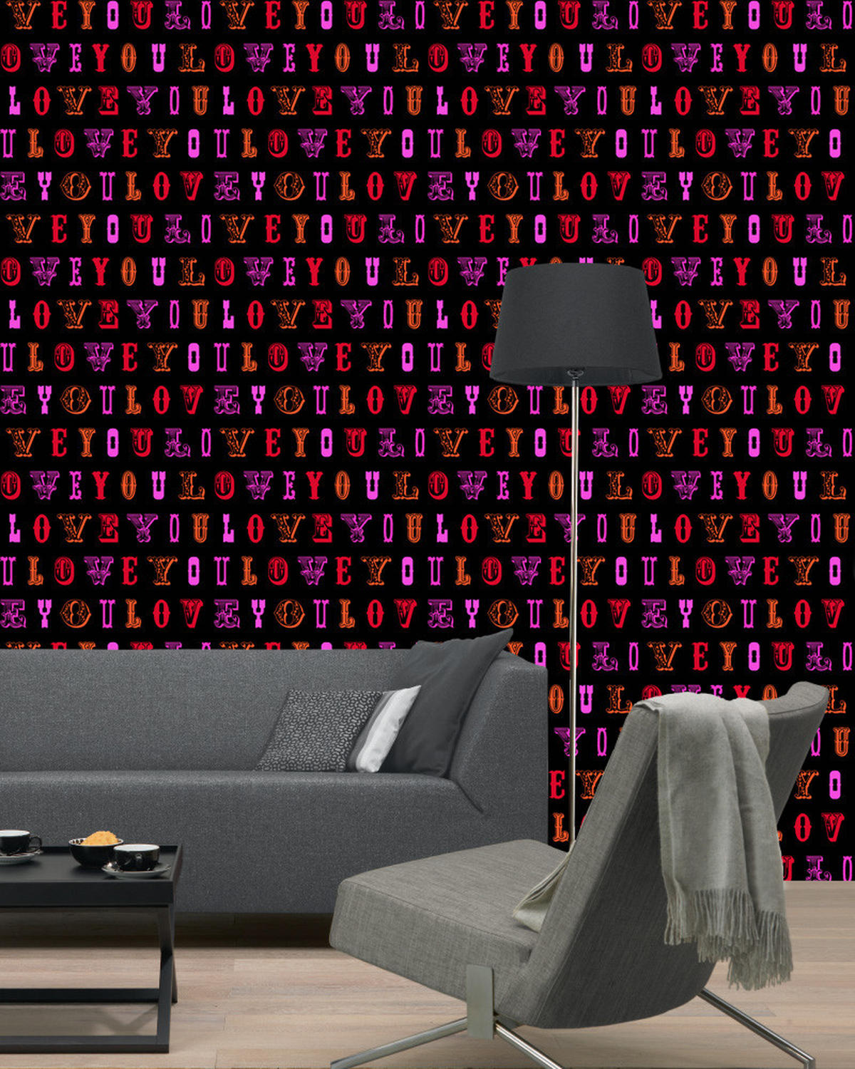TAPETE love you - Sprüche 53 cm x 10.05 m - Rot, Papier (53/1000cm) - ESTAhome