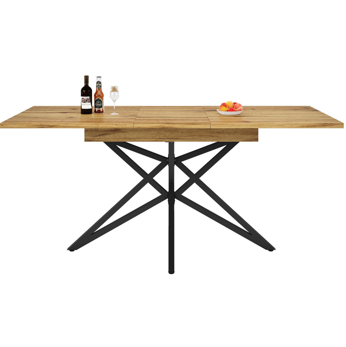 ESSTISCH 120/160/80 cm in Walnussfarben ausziehbar mit sternförmigem Metallgestell - Braun, Holzwerkstoff (120/80/66.1cm) - Flora Grace