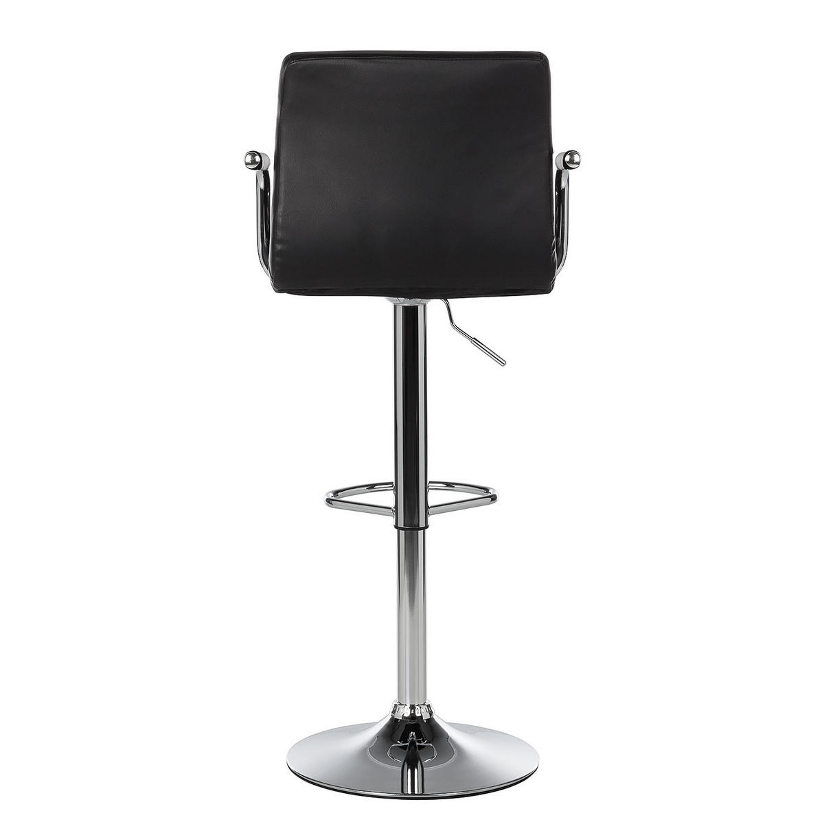 BARSTUHL - Metall / Kunstleder - Chromfarben/Schwarz, Leder/Kunststoff (53/96/49cm) - home24