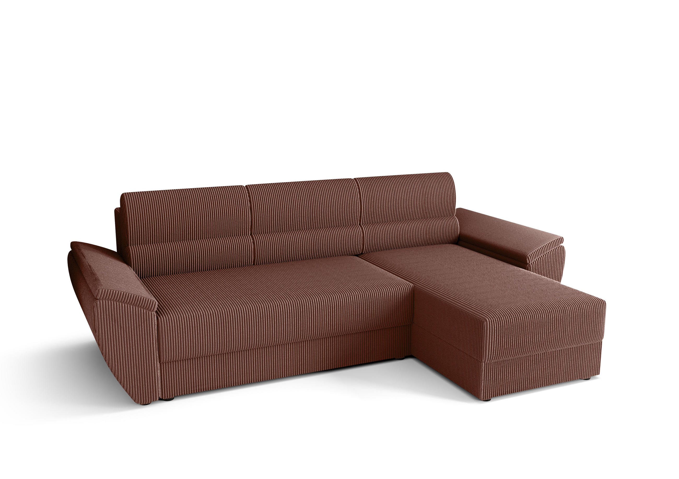 ECKSOFA L REBI L2 Poso 29 Rechts mit Schlaffunktion, Koralle, L-Form - Bordeaux, Textil (251/140cm)