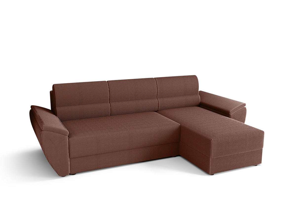 ECKSOFA L REBI L2 Poso 29 Rechts mit Schlaffunktion, Koralle, L-Form - Bordeaux, Textil (251/140cm)