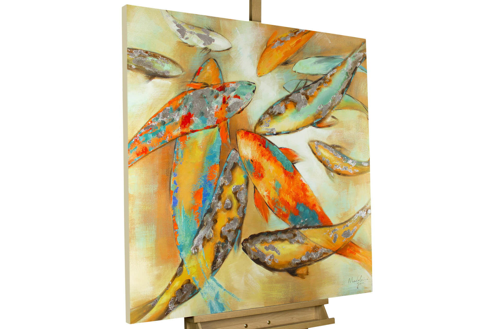 ACRYLBILD HANDGEMALT 80/80 cm - Gelb, Holz/Textil (80/80cm) - KUNSTLOFT